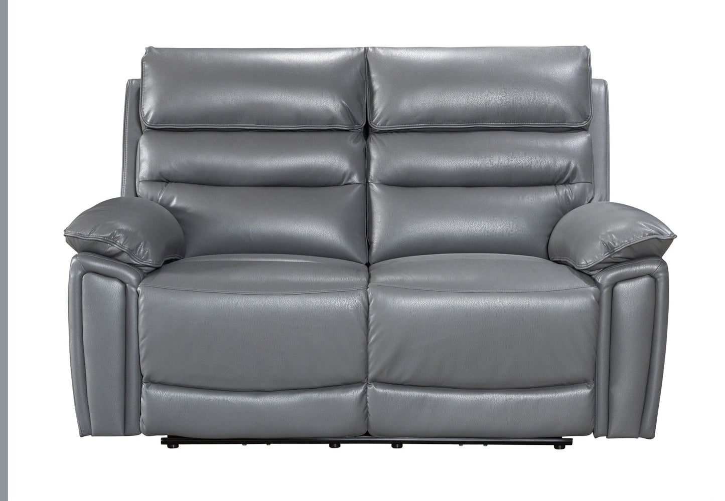 Donald Grey Leather Electric / Power Reclining 2 Seater Sofa + USB Charging Ports
