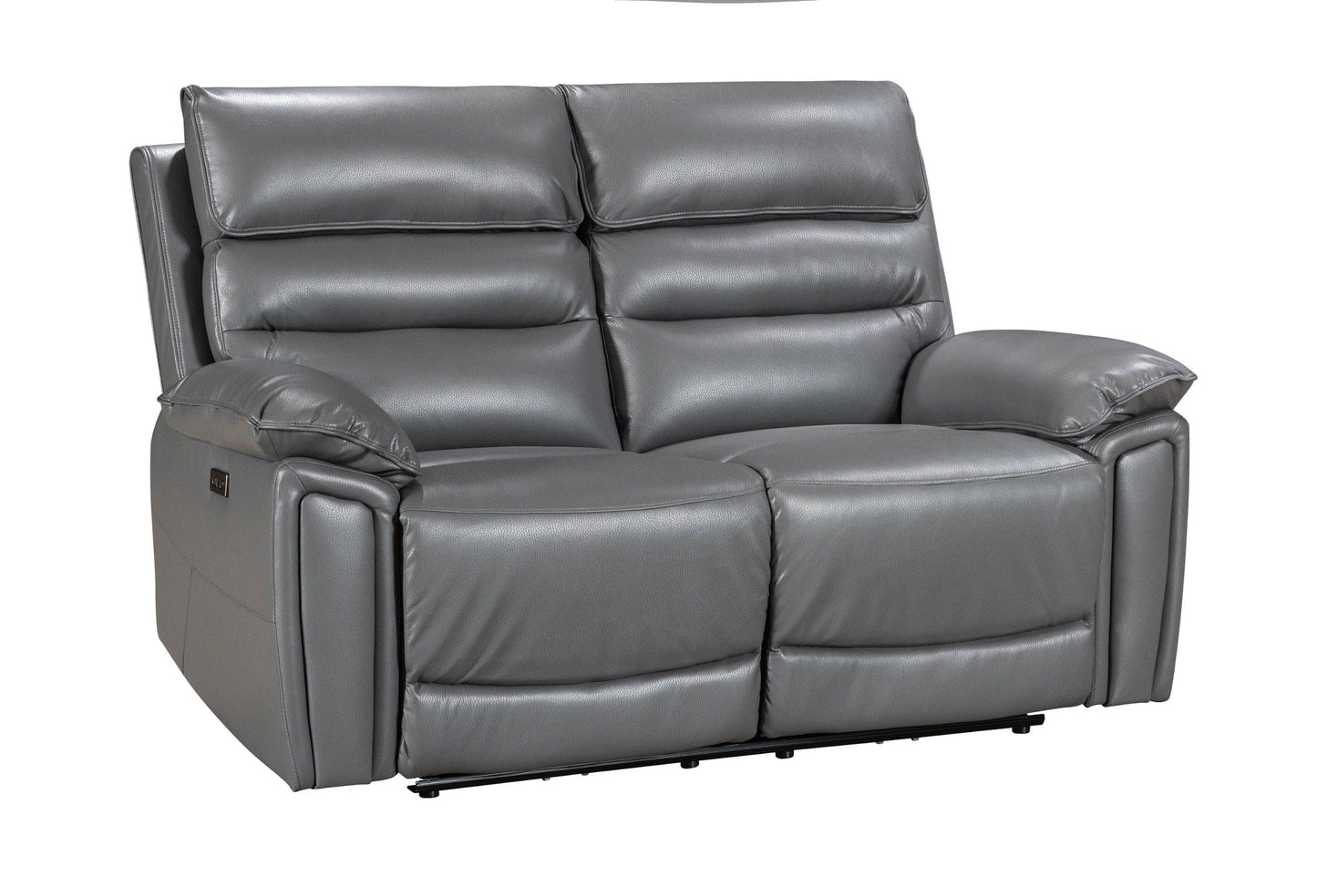 Donald Grey Leather Electric / Power Reclining Sofa Range Suite Set With Drinks Coolers USB Charging Ports & Drop Down Tray Table