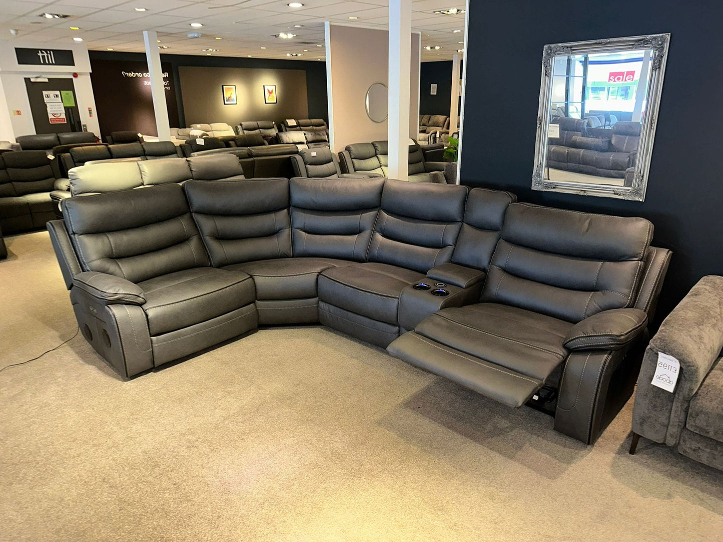 Cinema Corner Sofa - Smart Tech Power Recliner With Drinks Coolers & Extensive Features - 2C1C