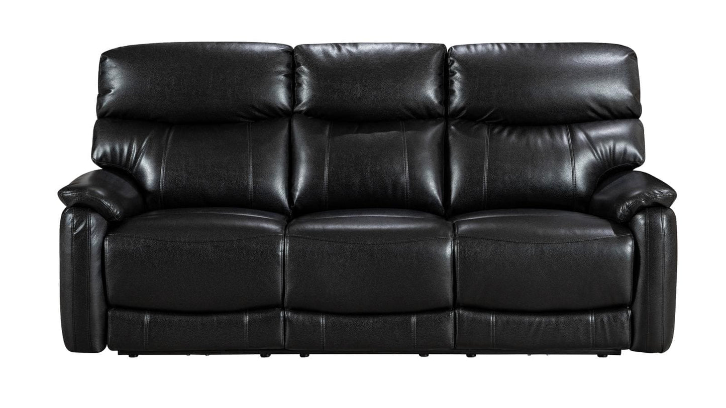 DFS Black Milano Leather Electric / Power Reclining 3 Seater + 2 Seater Sofa Suite Set With USB Charging Ports & Drop Down Tray Table