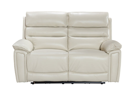 (Back In Stock November 17th) Donald Ivory Cream Leather Electric / Power Reclining 2 Seater Sofa With USB Charging Ports