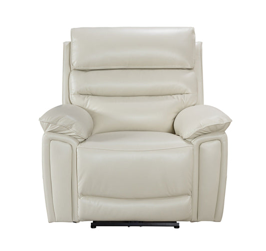 Donald Ivory Cream Leather Electric / Power Reclining Armchair / 1 Seater Sofa With USB Charging Ports