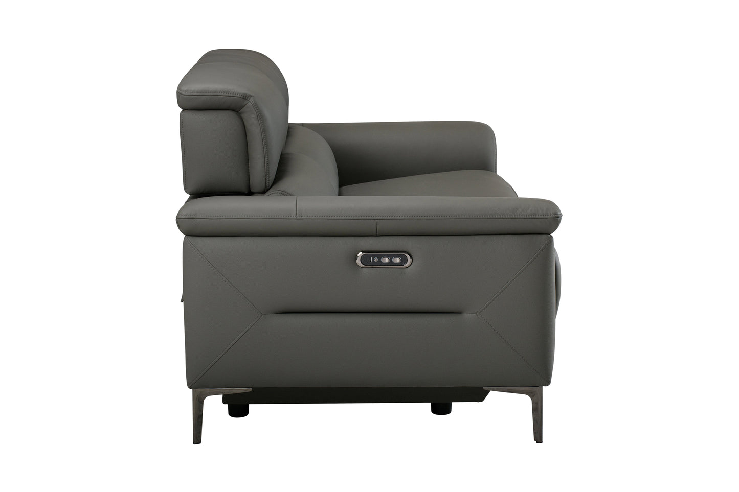 San Andreas Electric Recliner Grey Top Grain Leather Sofa Range With Power Headrests & USB Charging Ports