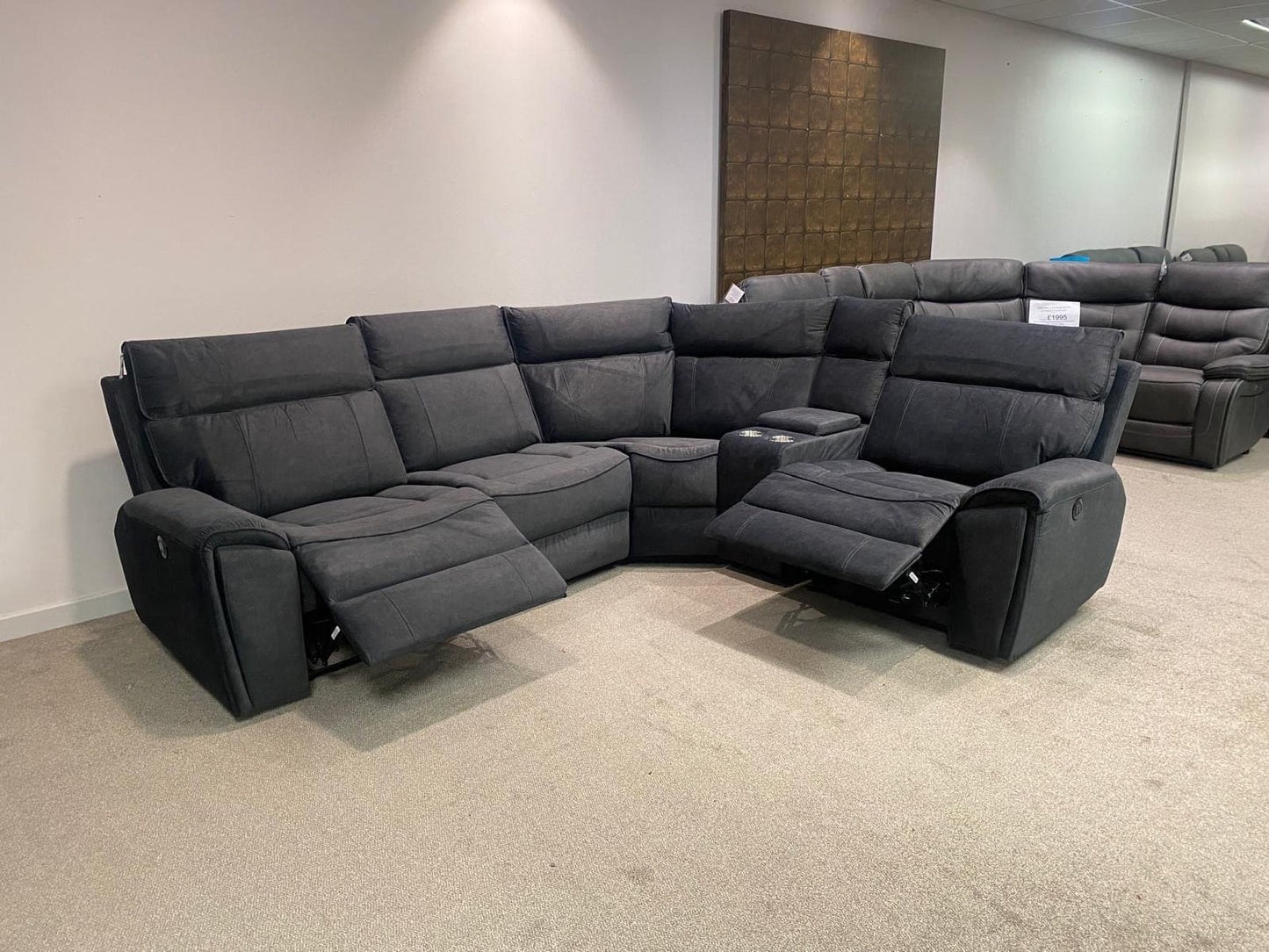 Ronan Reversible Plush Velvet Fabric Electric Recliner Corner Sofa + Drinks Console & USB + USBC Ports