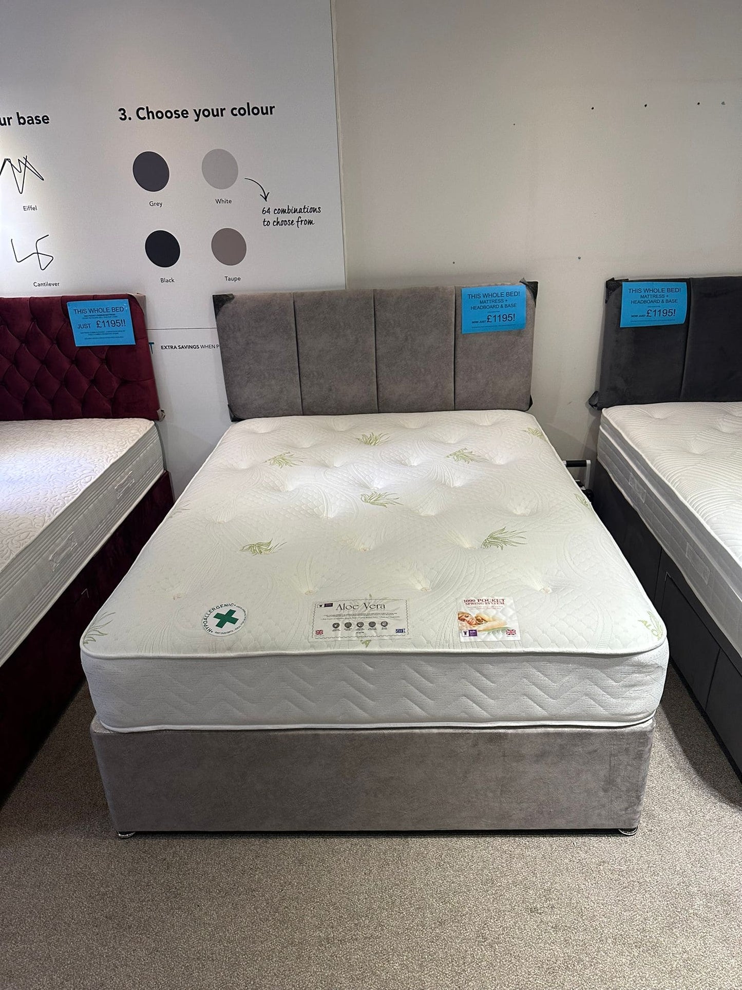 This Whole Bed - “ Aloe Vera “ Firm 1000 Pocket Sprung Mattress & Divan Bed Package With 2 Draws | Available in 3ft Single, 4'6ft Double or 5ft King