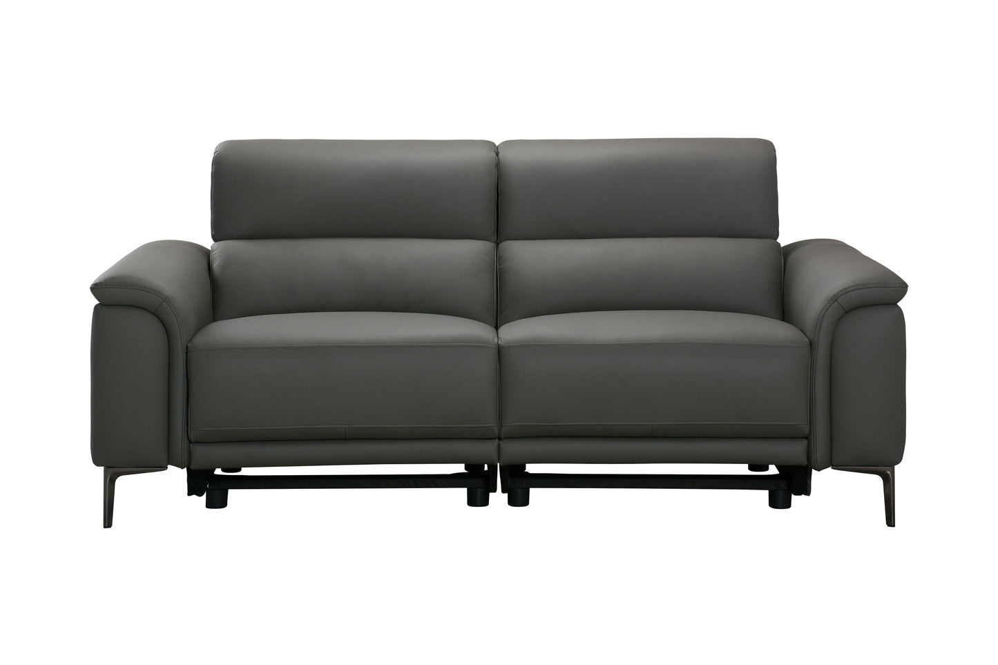 San Andreas Electric Recliner Grey Top Grain Leather 3 Seater Sofa With Power Headrests & USB Charging Ports