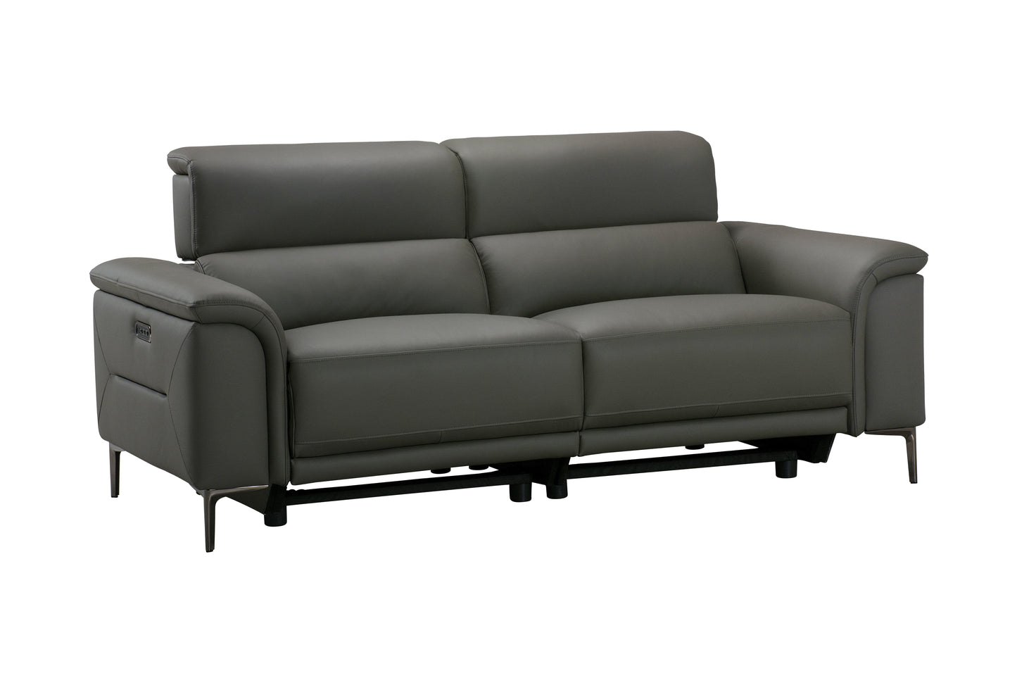 San Andreas Electric Recliner Grey Top Grain Leather 3 Seater Sofa With Power Headrests & USB Charging Ports