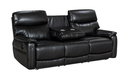 DFS Black Milano Leather Electric / Power Reclining Sofa Range Suite Set With USB Charging Ports & Drop Down Tray Table