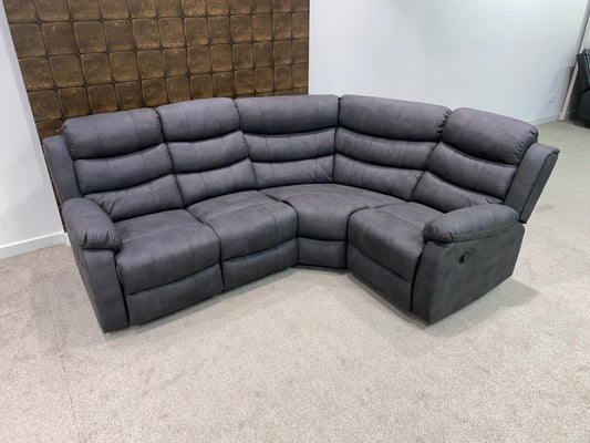 (Back In Stock December 1st) "Willow" Dark Grey Easy Clean Fabric 2C1 MANUAL Recliner Modular / Reversible Corner Sofa | Drinks Tray Table