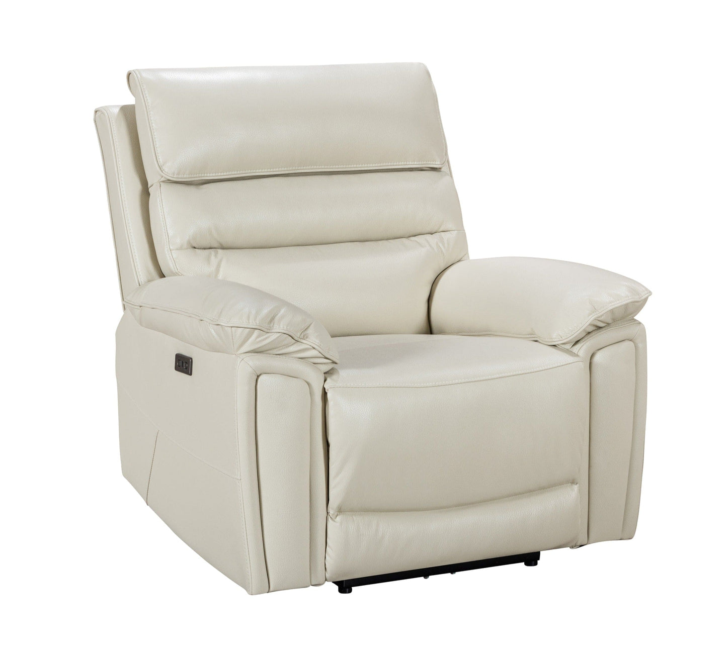Donald Ivory Cream Leather Electric / Power Reclining Sofa Range Suite Set With USB Charging Ports & Drop Down Tray Table