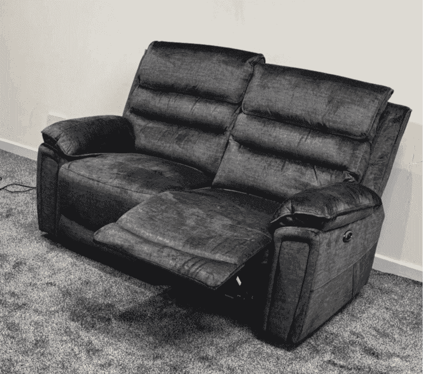 The “ Donald " Electric / Power Reclining Charcoal Grey Fabric 2 Seater Sofa - USB Charging | High Seating & Backrest Position | Couch |