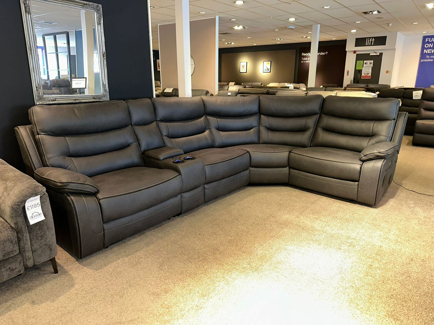 Cinema Corner Sofa - Smart Tech Power Recliner With Drinks Coolers & Extensive Features - 2C1C