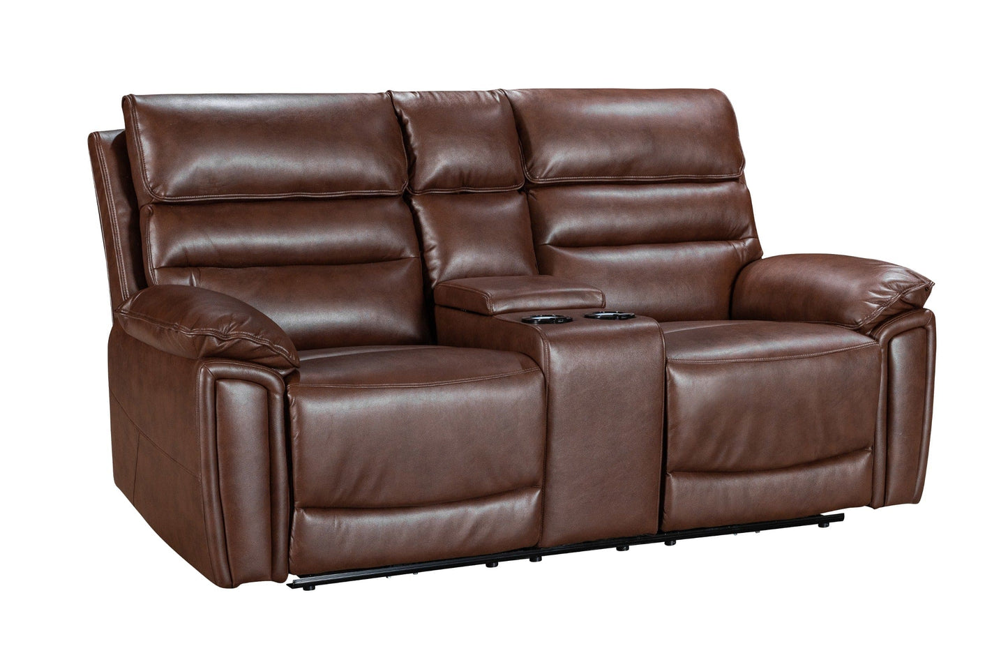 Donald Brown Leather Electric / Power Reclining 3 Seater + 2 Seater Sofa Set With USB Charging Ports & Drop Down Tray Table