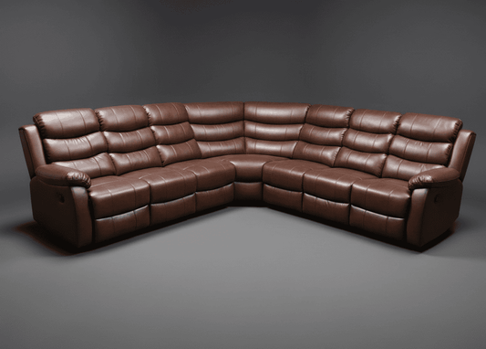 "Lando" Brown Leather 3C3 Recliner Corner Sofa | Drinks Tray Table x 2 | Modular