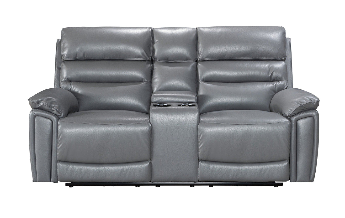 Donald Grey Leather Electric / Power Reclining 3 Seater + 2 Seater Sofa Suite Set With Drinks Coolers USB Charging Ports & Drop Down Tray Table