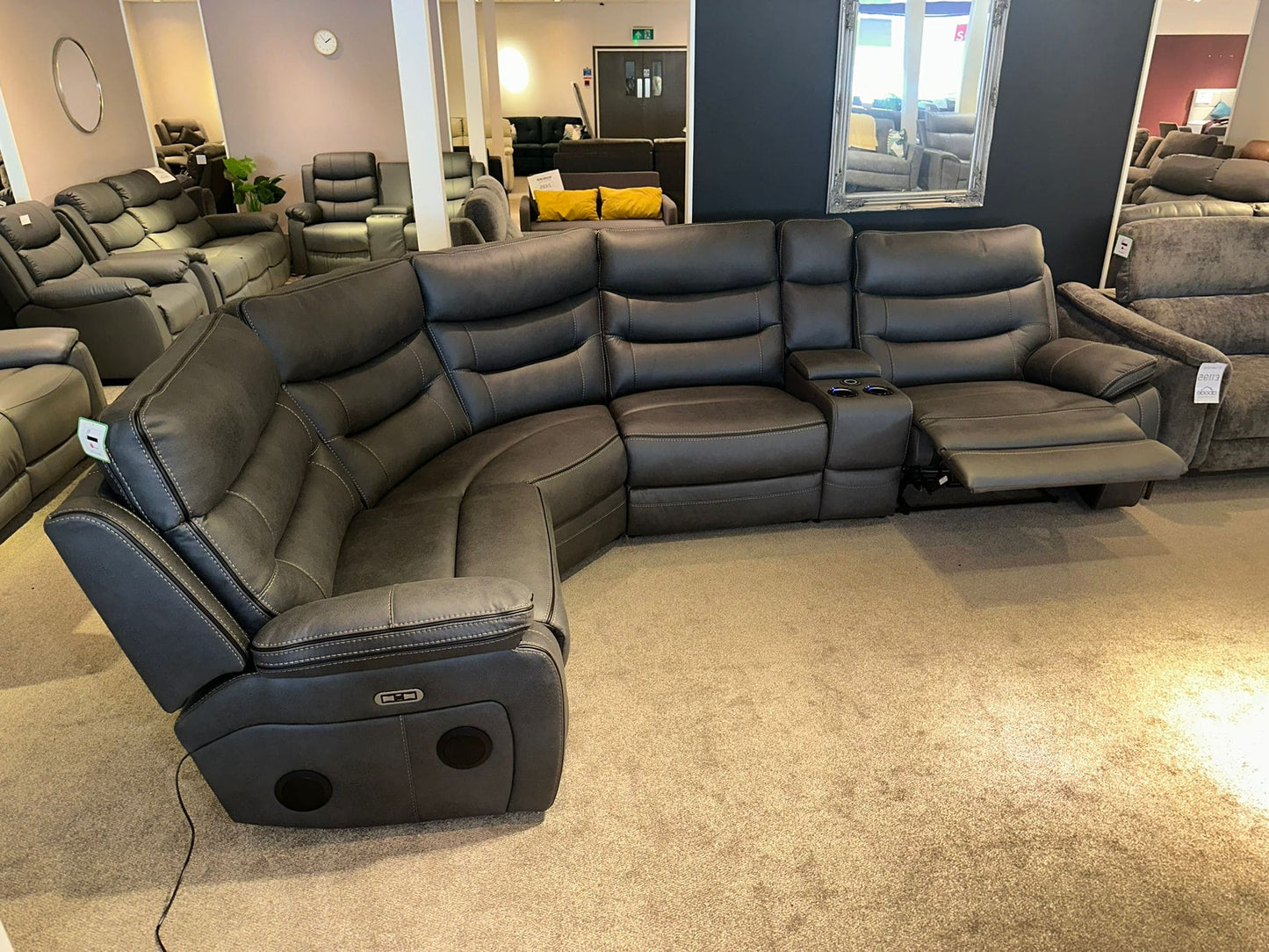 Cinema Corner Sofa - Smart Tech Power Recliner With Drinks Coolers & Extensive Features - 2C1C