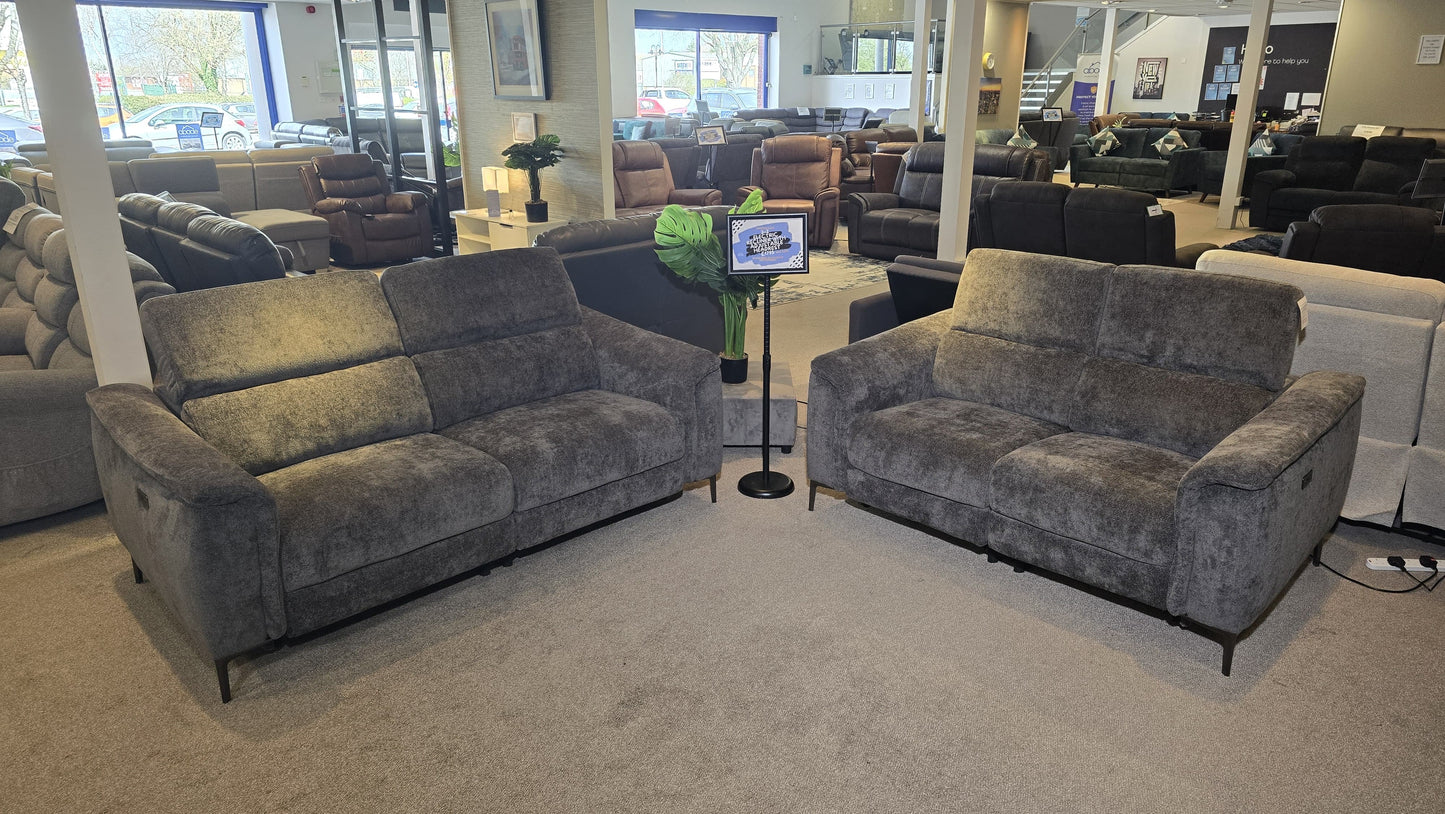 Beckham Fabric Electric Recliner Sofa Range With USB Charging Ports & Adjustable Headrests