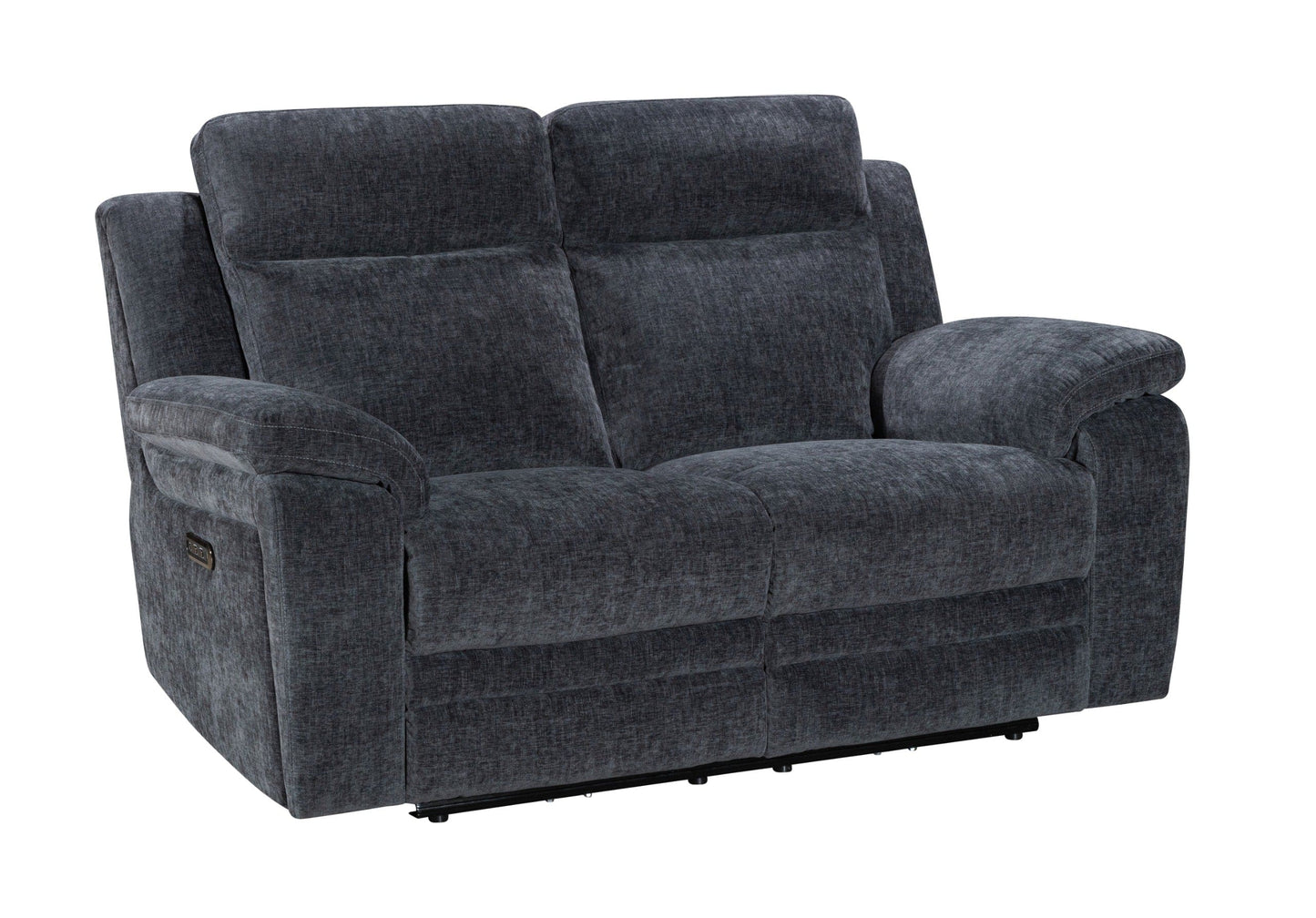 "Barretta" Electric / Power Reclining Grey Fabric Sofa Set - USB Charging & Drinks Tray Table