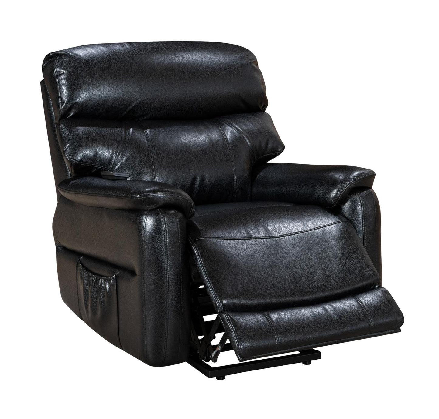 DFS Black Milano Leather Electric / Power Reclining Sofa Range Suite Set With USB Charging Ports & Drop Down Tray Table