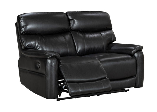 Black Milano Leather Electric / Power Reclining 2 Seater Sofa Suite Set With USB Charging Ports