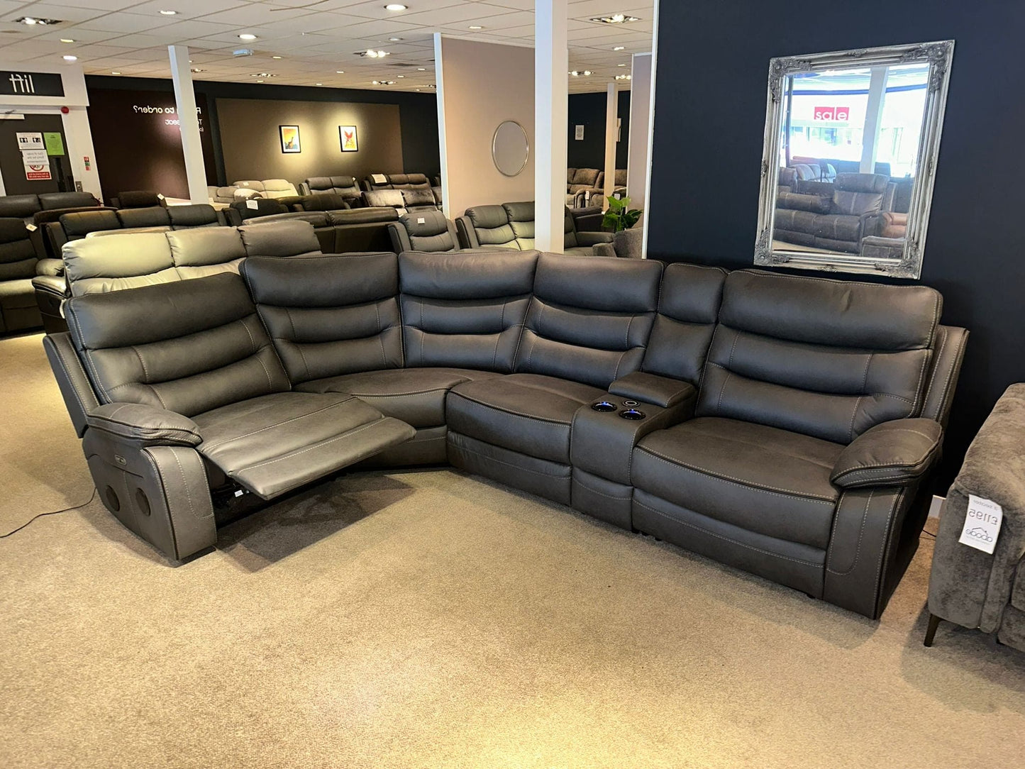 Cinema Corner Sofa - Smart Tech Power Recliner With Drinks Coolers & Extensive Features - 2C1C