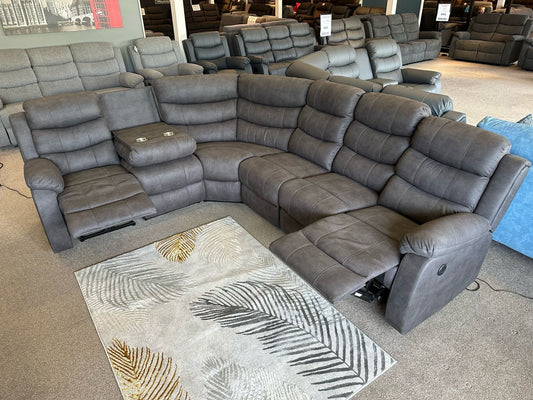 "Willow" Dark Grey Easy Clean Fabric Large 3C2 Recliner Modular Corner Sofa | Couch |