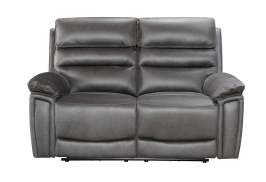Donald Grey Suede Fabric Electric / Power Reclining 2 Seater Sofa With USB Charging Ports