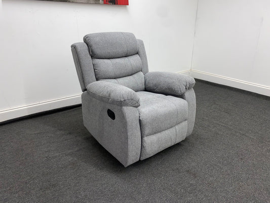Lewson" Reclining Grey Fleck Fabric Armchair / 1 Seater Sofa