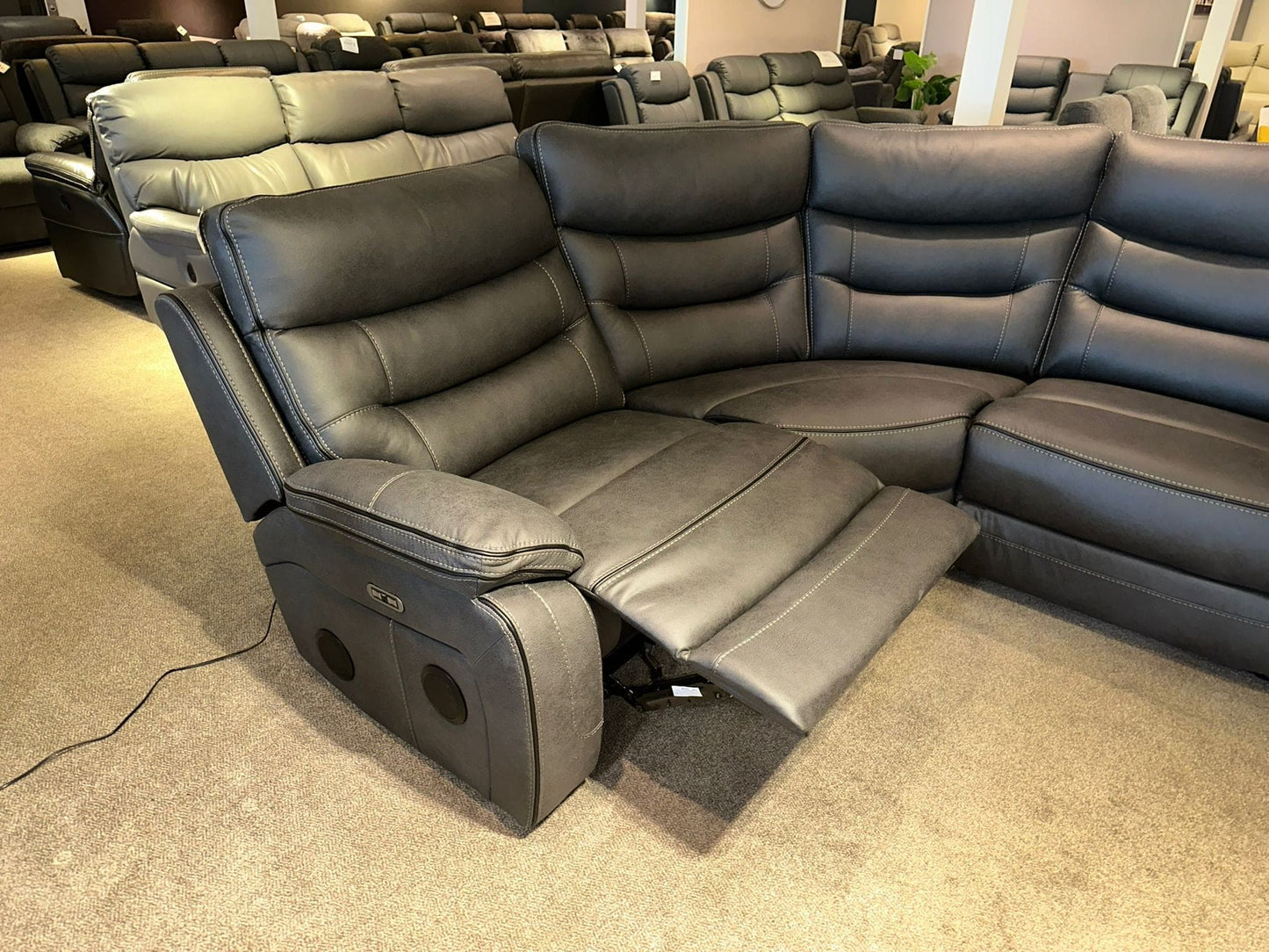 Cinema Corner Sofa - Smart Tech Power Recliner With Drinks Coolers & Extensive Features - 2C1C