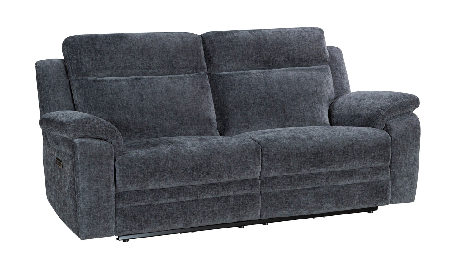 "Barretta" Electric / Power Reclining Grey Fabric 3 Seater Sofa - USB Charging