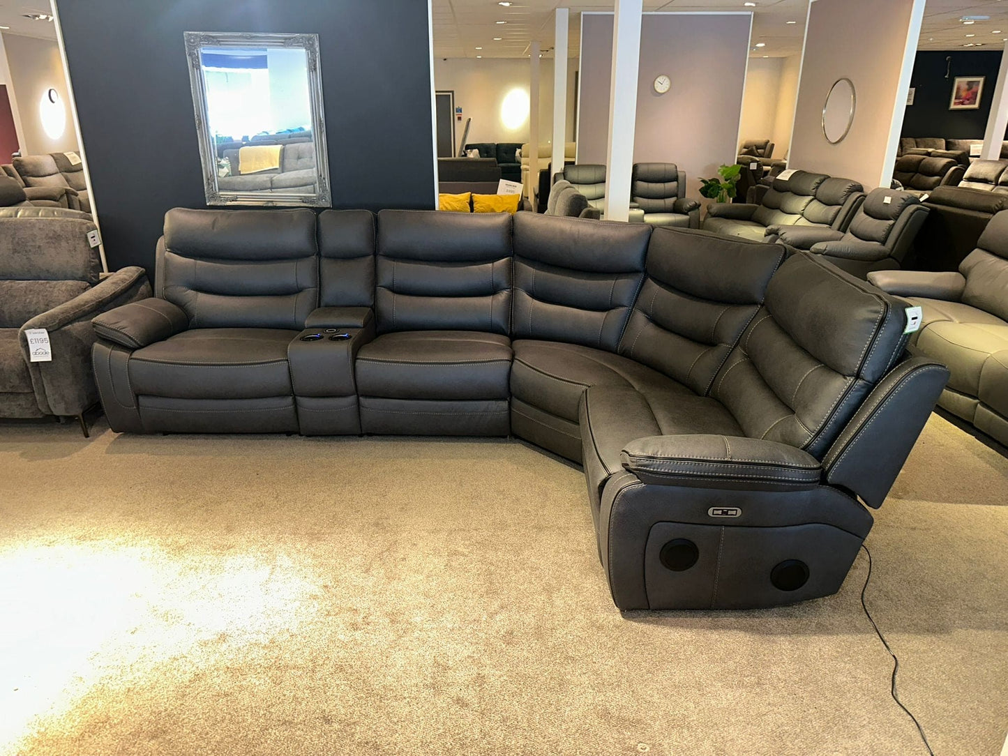 Cinema Corner Sofa - Smart Tech Power Recliner With Drinks Coolers & Extensive Features - 2C1C