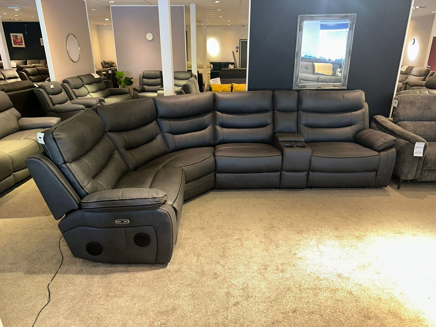 Cinema Corner Sofa - Smart Tech Power Recliner With Drinks Coolers & Extensive Features - 2C1C