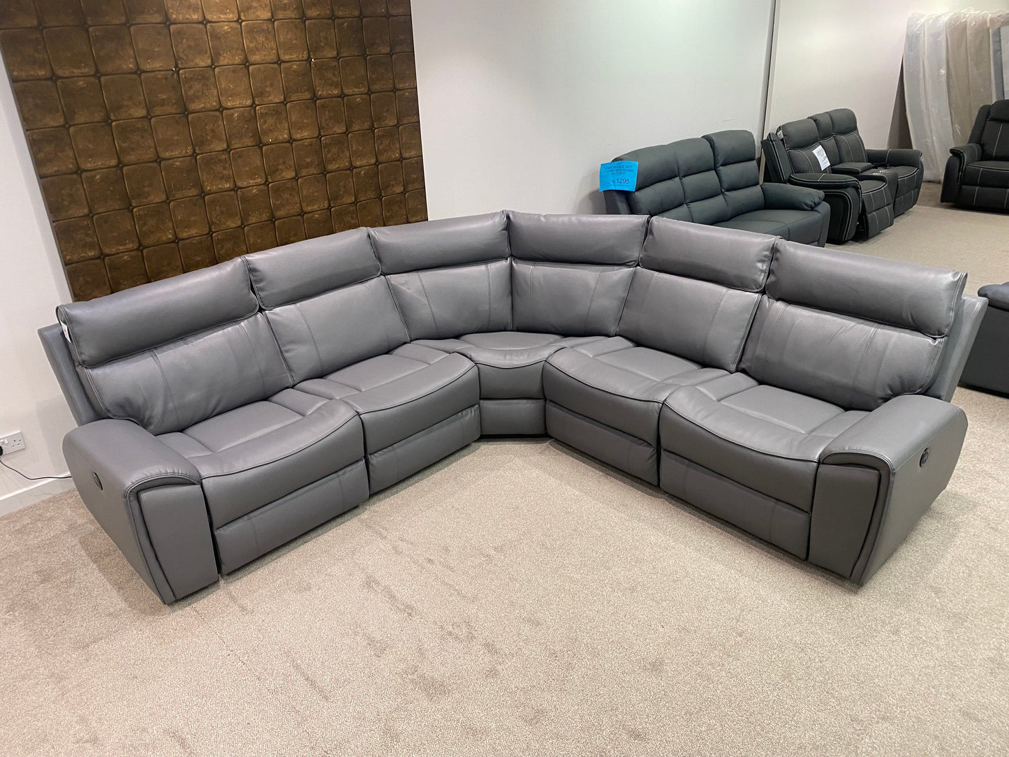 " Ronan " Milano Leather Sectional 5 Unit Power Recliner Corner Sofa With USB Charging Ports