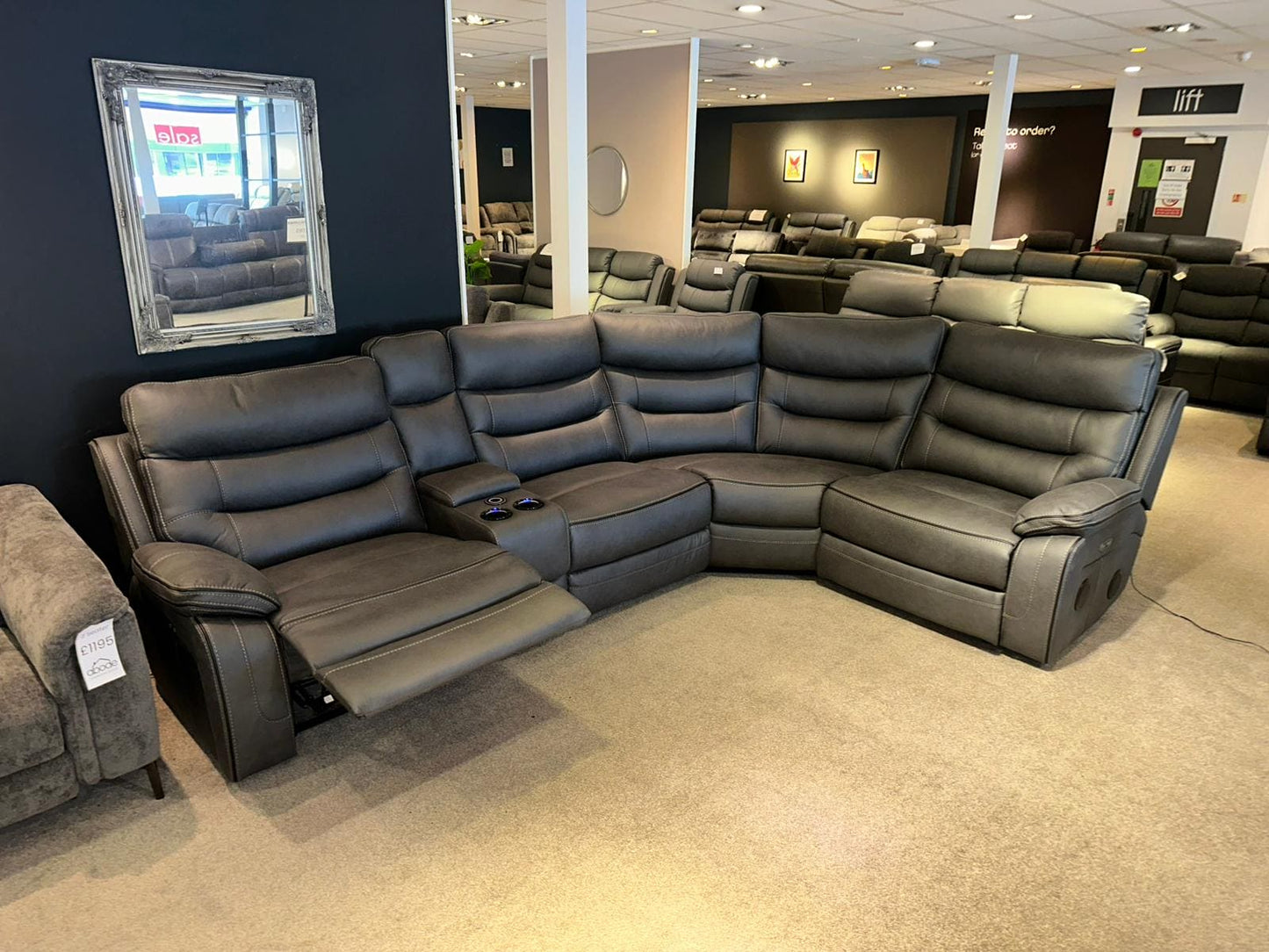 Cinema Corner Sofa - Smart Tech Power Recliner With Drinks Coolers & Extensive Features - 2C1C