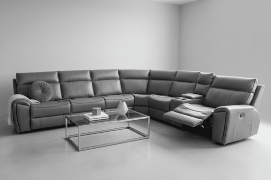 "Ronan"Grey Leather 3C2C Electric Recliner Corner Sofa With Drinks Cooling Cupholders & USB Charging Ports (Reversible)