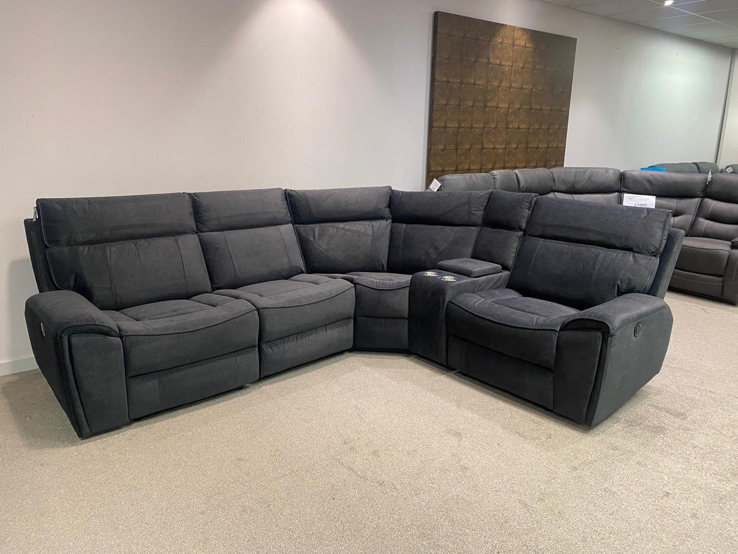 Ronan Reversible Plush Velvet Fabric Electric Recliner Corner Sofa + Drinks Console & USB + USBC Ports