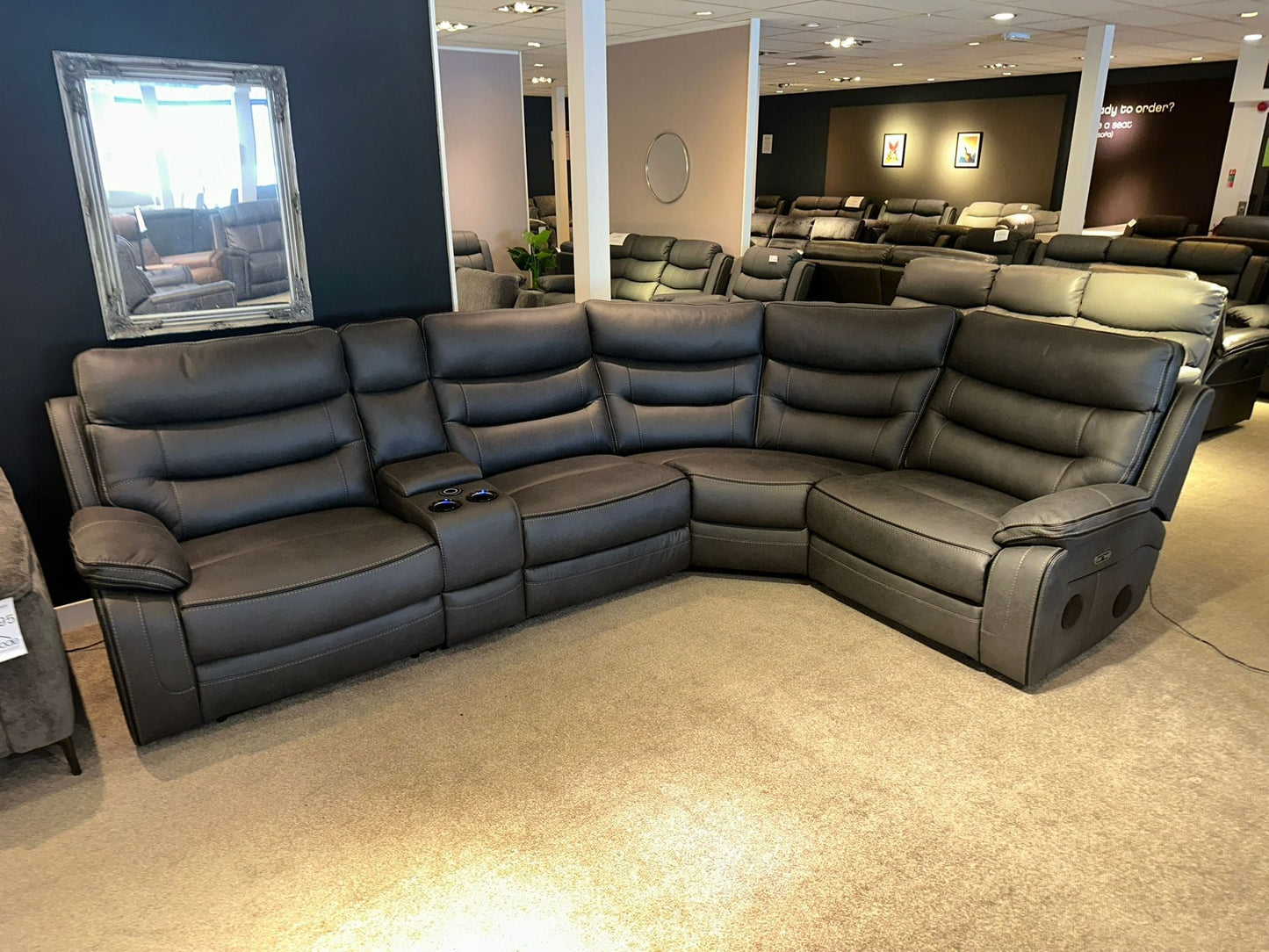 Cinema Corner Sofa - Smart Tech Power Recliner With Drinks Coolers & Extensive Features - 2C1C