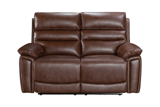 Donald Brown Leather Electric / Power Reclining 2 Seater Sofa With USB Charging Ports
