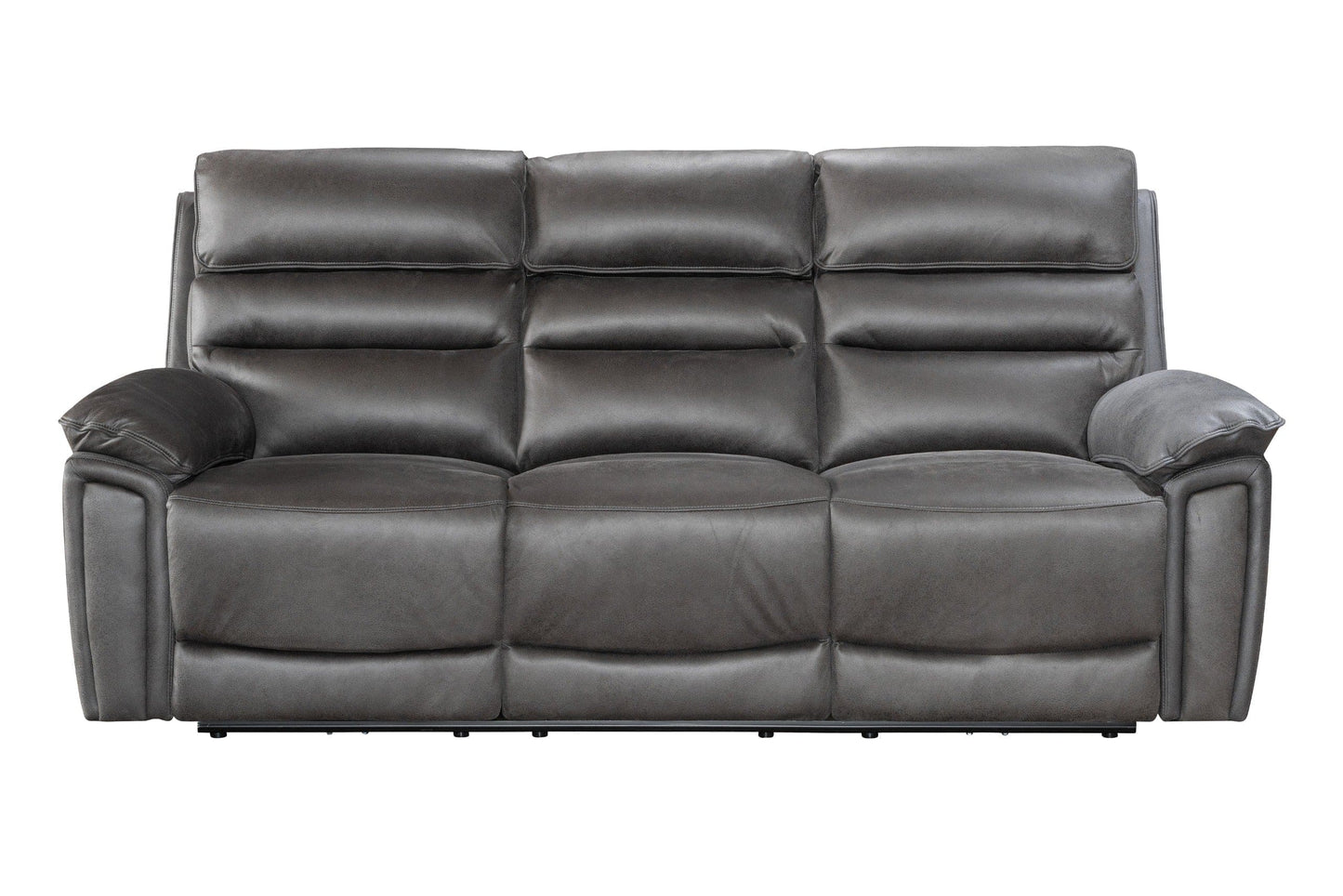 Donald Grey Suede Fabric Electric / Power Reclining Sofa Range Suite Set With USB Charging Ports & Drop Down Tray Table