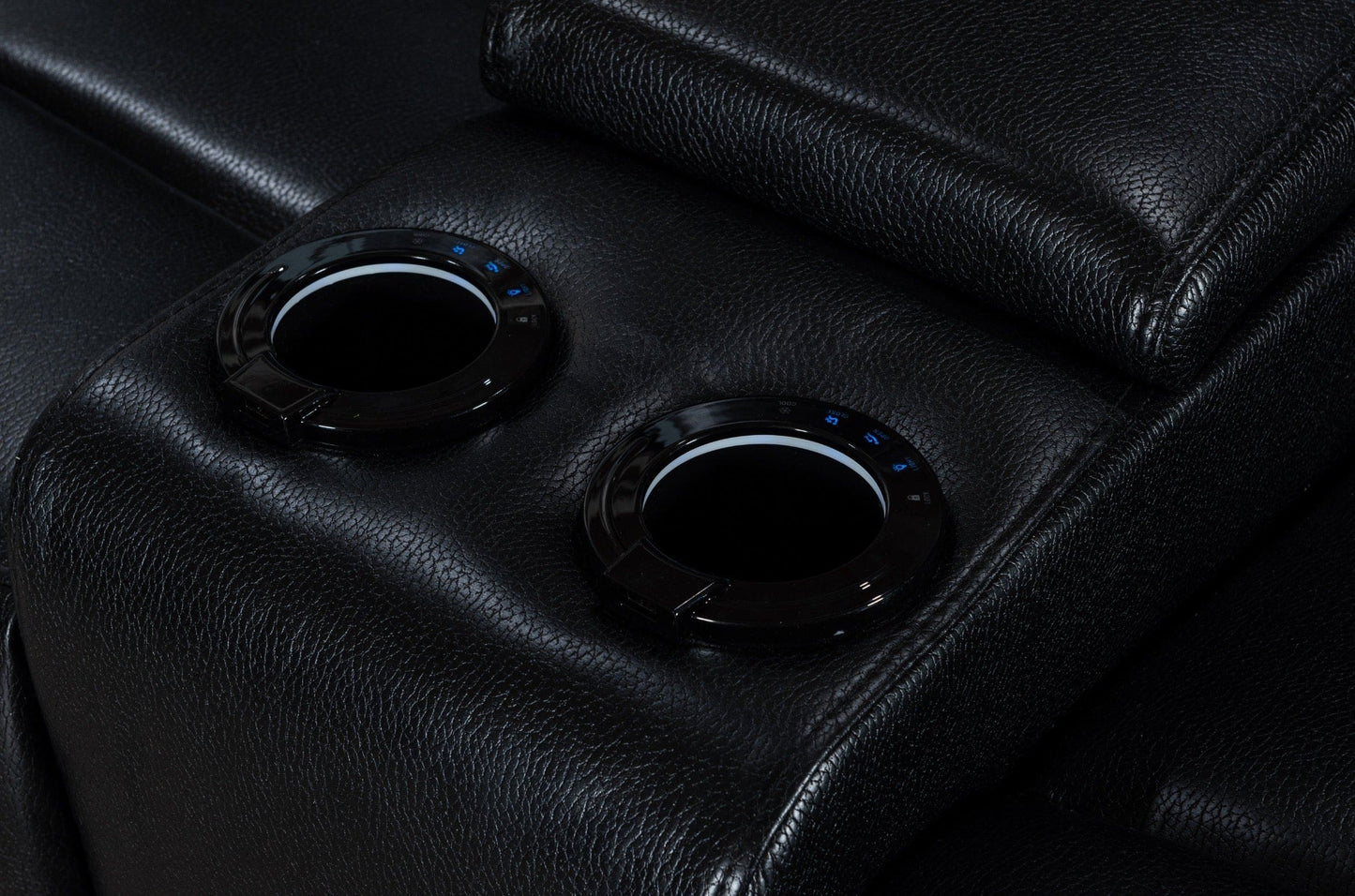 Calisese Black Leather Electric Reclining 3 Seater + 2 Seater With Drinks Console Sofa Range Suite Set With USB Charging Ports & Drop Down Tray Table