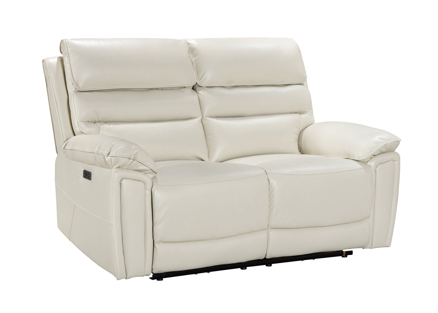 Donald Ivory Cream Leather Electric / Power Reclining 2 Seater Sofa With USB Charging Ports