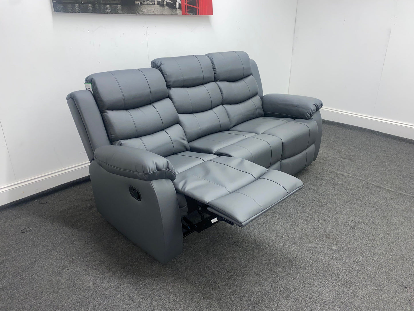 Lando Recliner Grey Leather 3 + 1 Seater Sofa Set | Couch |