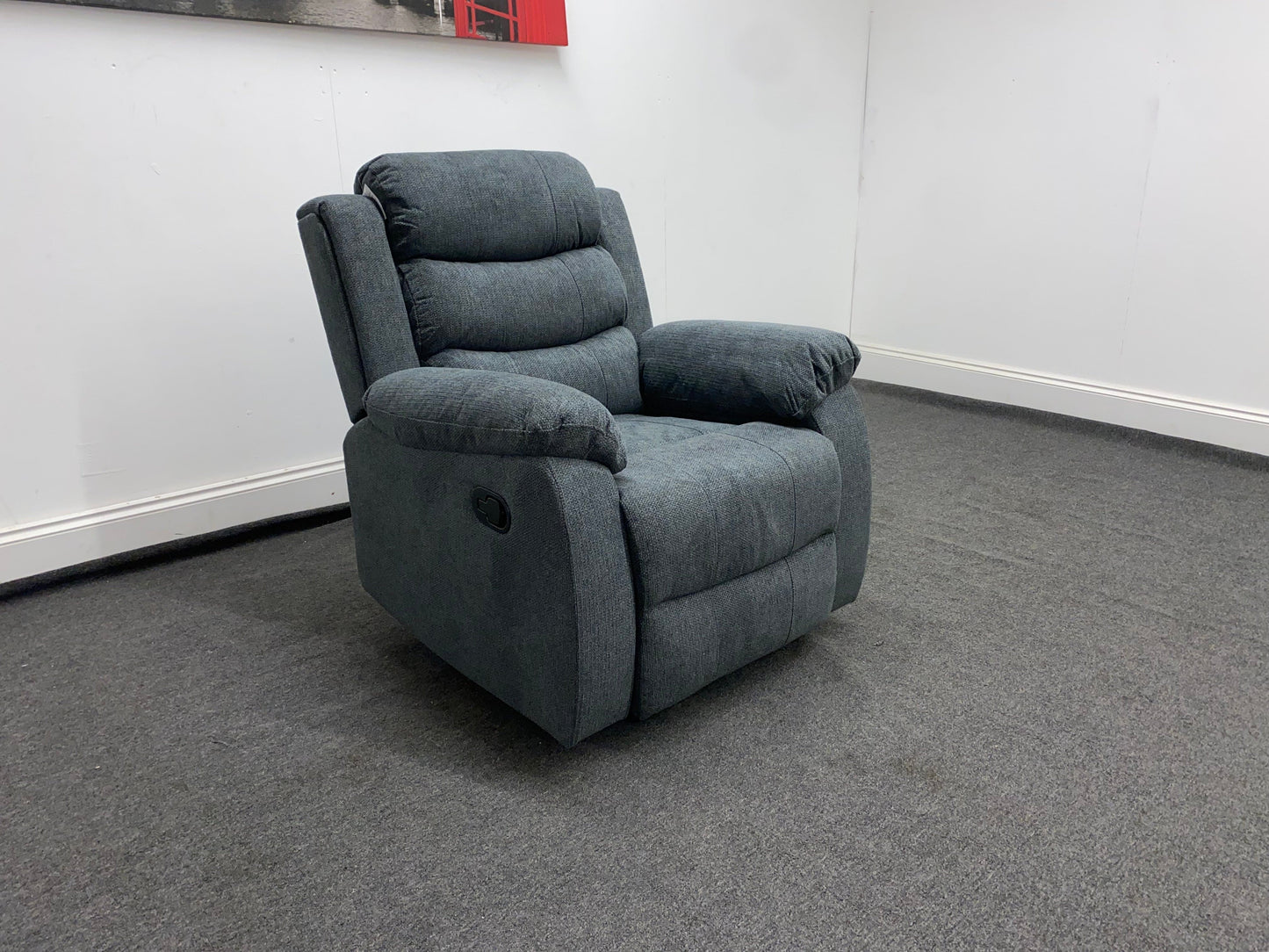 ‘Lewson’ Charcoal Grey Fabric Recliner 2 + 1 + 1 Seater Sofa + Armchair Sofa Suite Set | Couch |