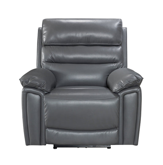 Donald Grey Leather Electric / Power Reclining Armchair / 1 Seater Sofa + USB Charging Port