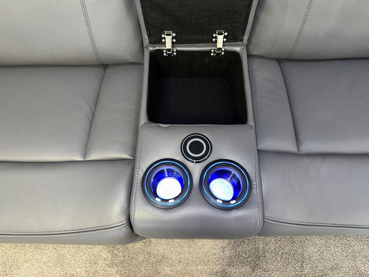 "Ronan" Large 3c2c Reversible Leather Corner Sofa With Drinks Cooling Cupholders & USB Charging Ports