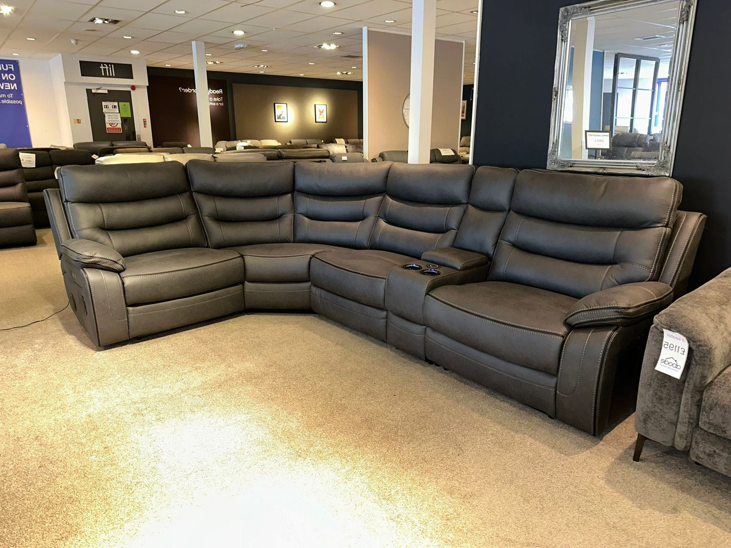 Cinema Corner Sofa - Smart Tech Power Recliner With Drinks Coolers & Extensive Features - 2C1C
