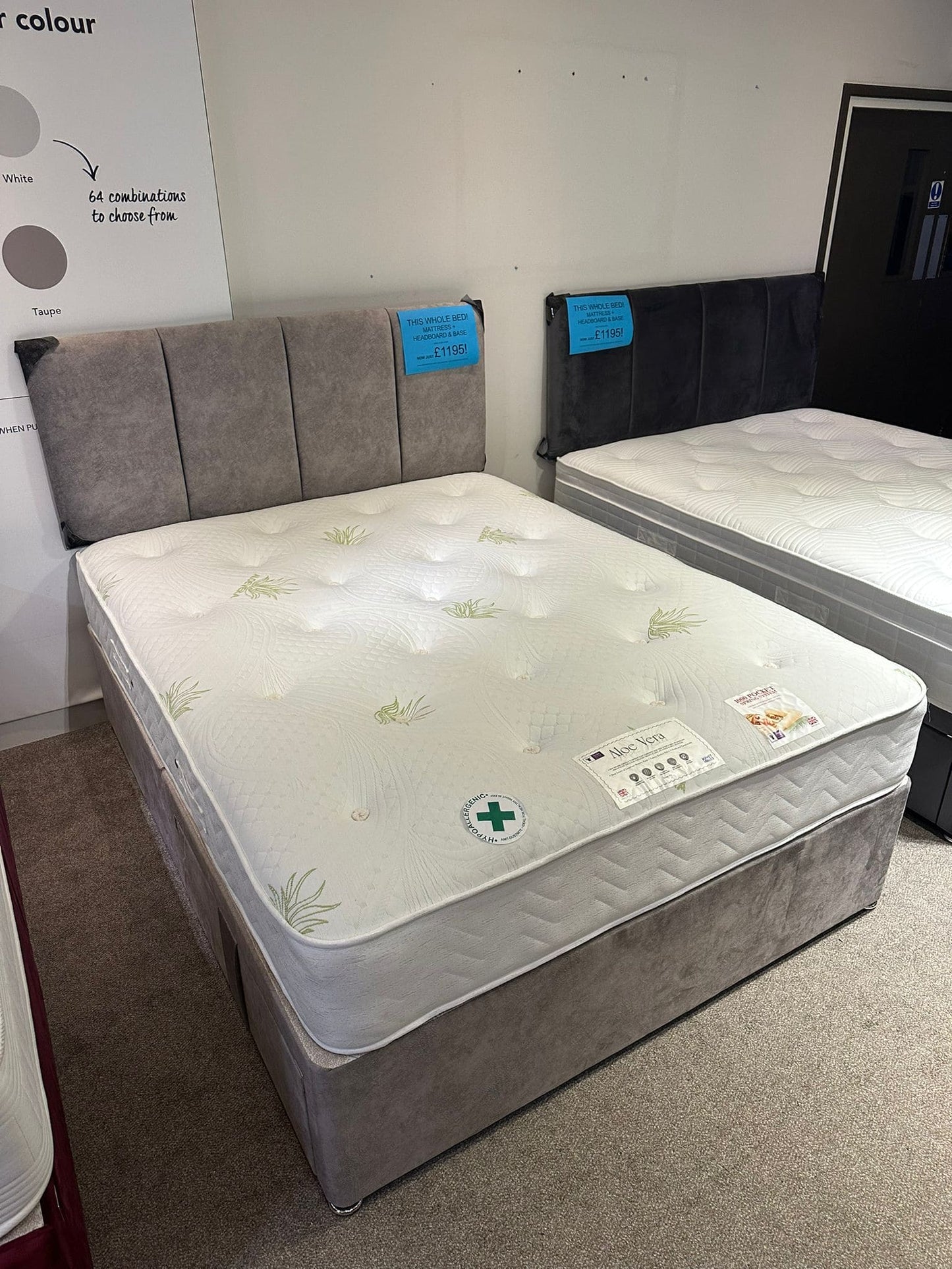 This Whole Bed - “ Aloe Vera “ Firm 1000 Pocket Sprung Mattress & Divan Bed Package With 2 Draws | Available in 3ft Single, 4'6ft Double or 5ft King