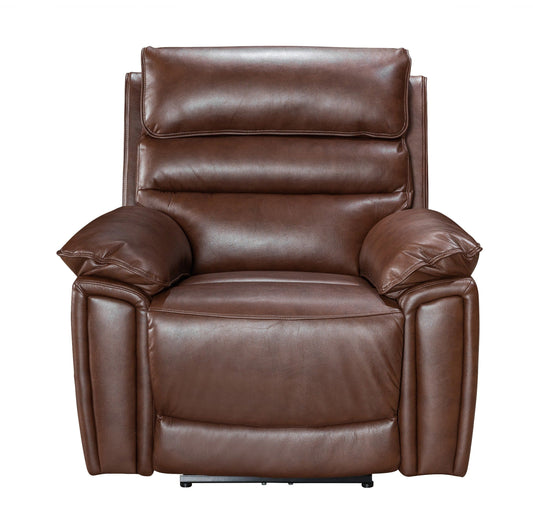 Donald Brown Leather Electric / Power Reclining Armchair / 1 Seater Sofa With USB Charging Ports