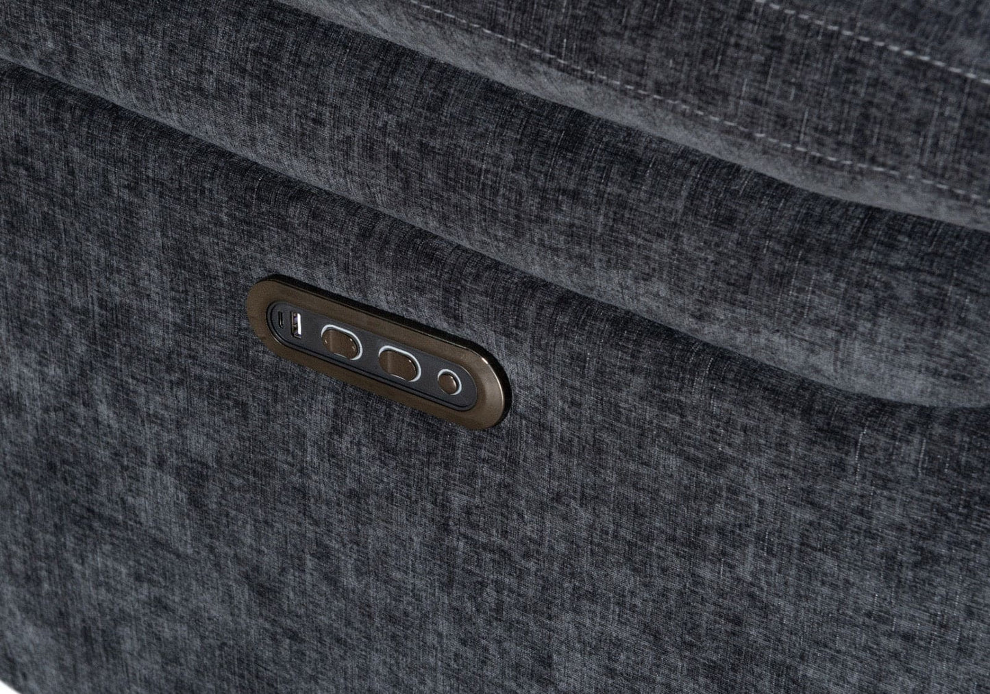 "Barretta" Electric / Power Reclining Grey Fabric 3 Seater Sofa - USB Charging