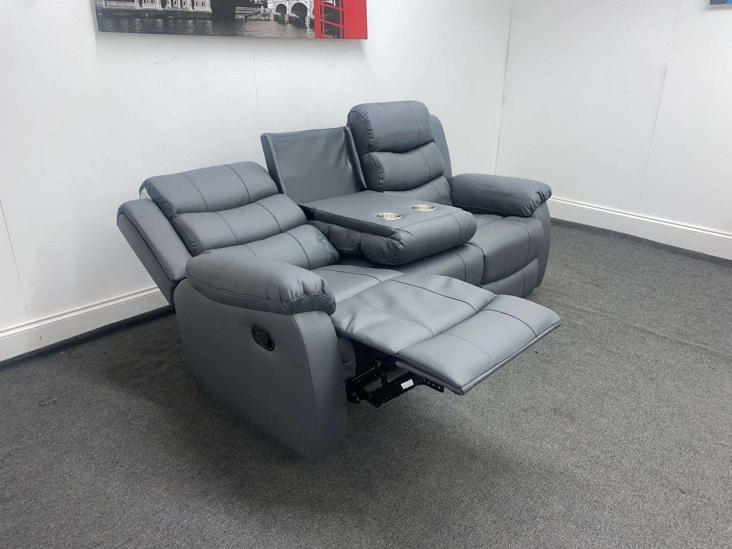 Lando Recliner Grey Leather 3 + 1 Seater Sofa Set | Couch |